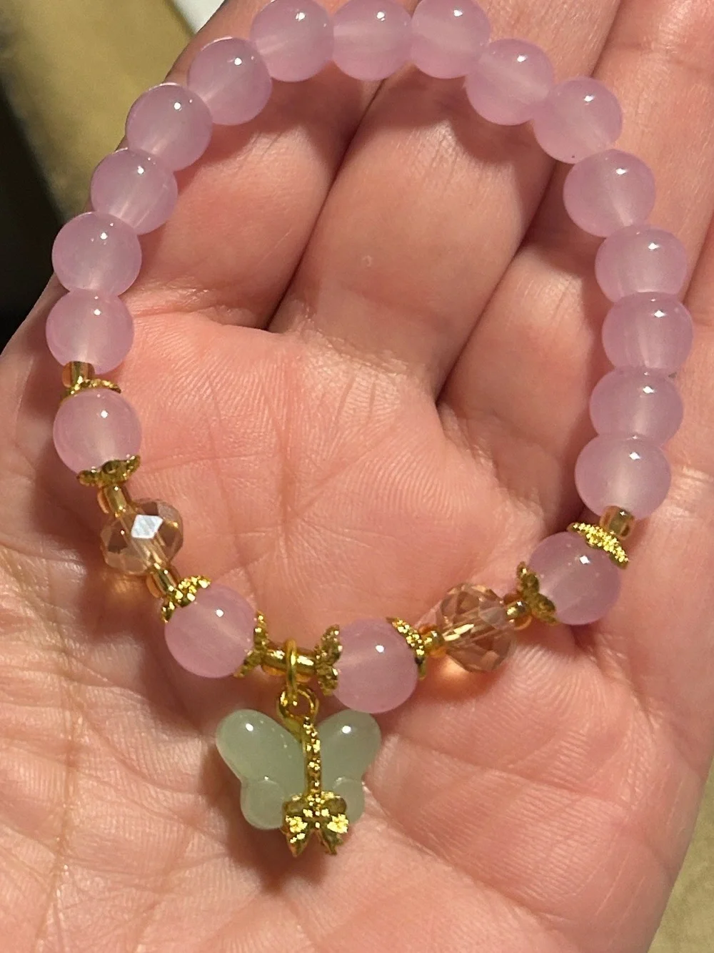 Kids beaded stone butterfly charm bracelet